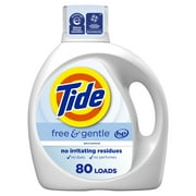 Tide Free \u0026 Gentle Laundry Detergent Liquid, 105 fl oz, 80 Loads